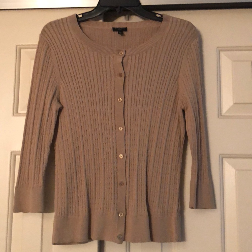 Talbots Petite Tan Button Down Cardigan Sz PM